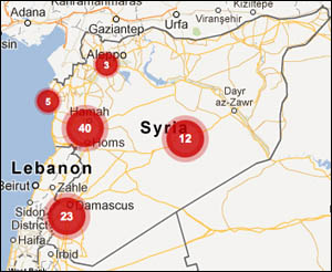 Screenshot of Syria crowdmap